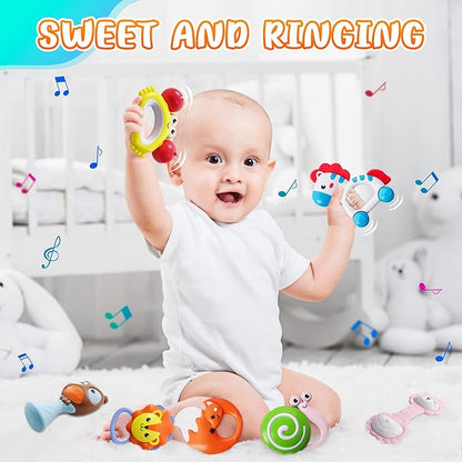 8 PCS Baby Rattle & Teething Toy Set