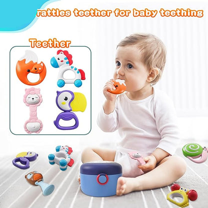 8 PCS Baby Rattle & Teething Toy Set